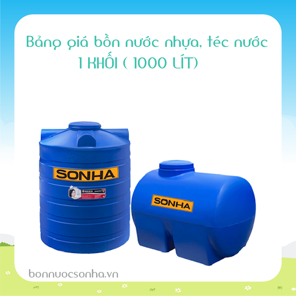 Bảng giá bồn nước nhựa, téc nước 1 khối ( 1000 lít) 
