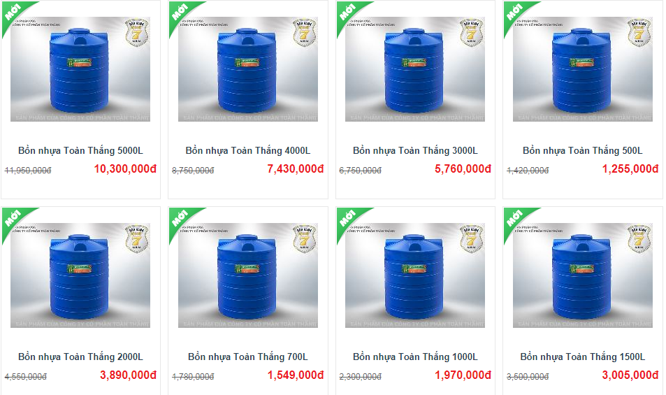 Báo giá bồn nước Toàn Thắng Cực rẻ thời dịch CORONA