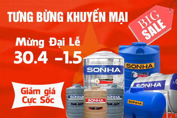 Mừng đại lễ 30/4-01/5 - Bồn nước Sơn Hà giảm giá SỐC