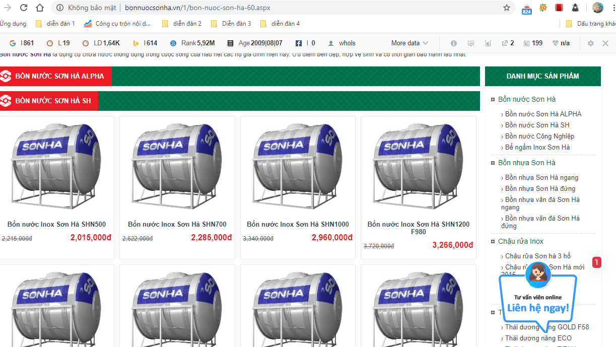 Mua bồn nước Sơn Hà qua Online mùa Covid-19