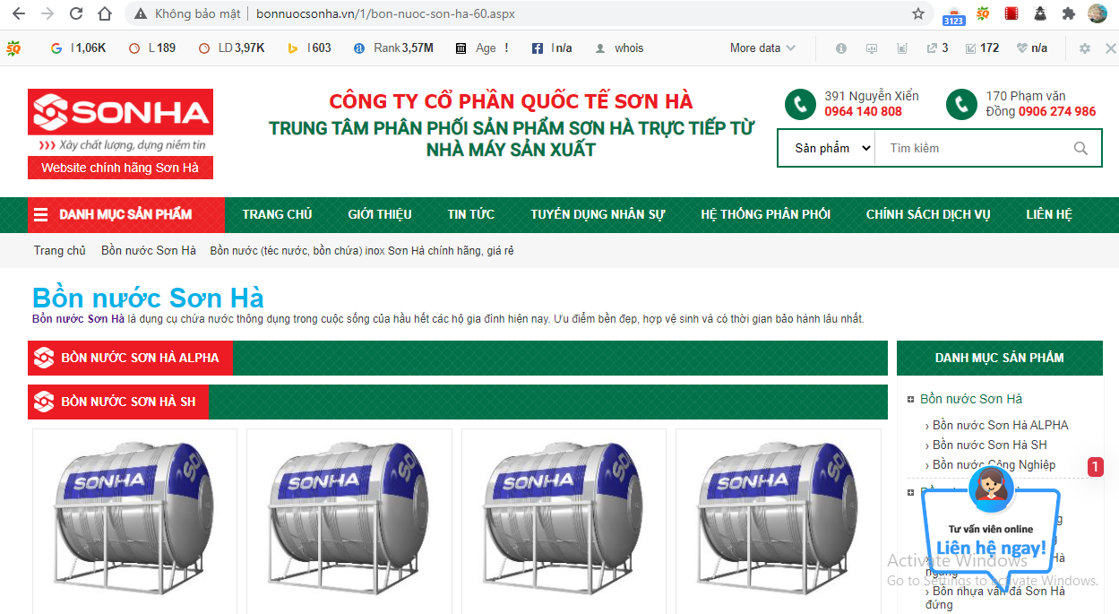 Tại sao giá bồn nước Sơn Hà trên Bonnuocsonha.vn lại rẻ ?