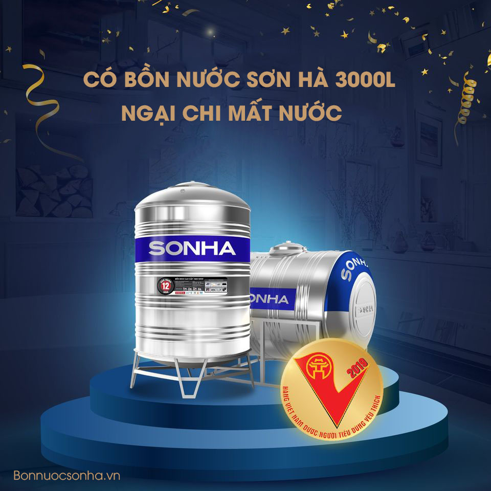 Có bồn nước sơn hà 3000l ngại chi mất nước