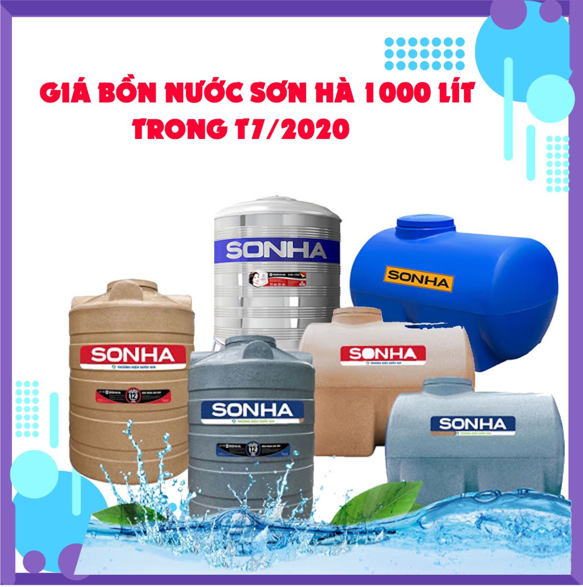 Giá bồn nước sơn hà 1000 lít trong T7/2020