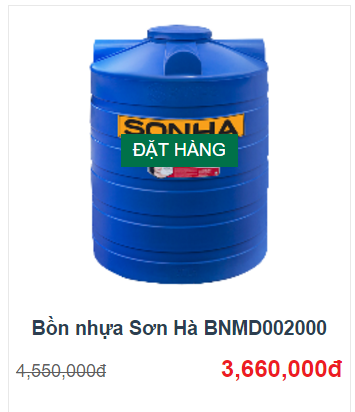Bồn nhựa Sơn Hà chính hãng, giá rẻ nhất