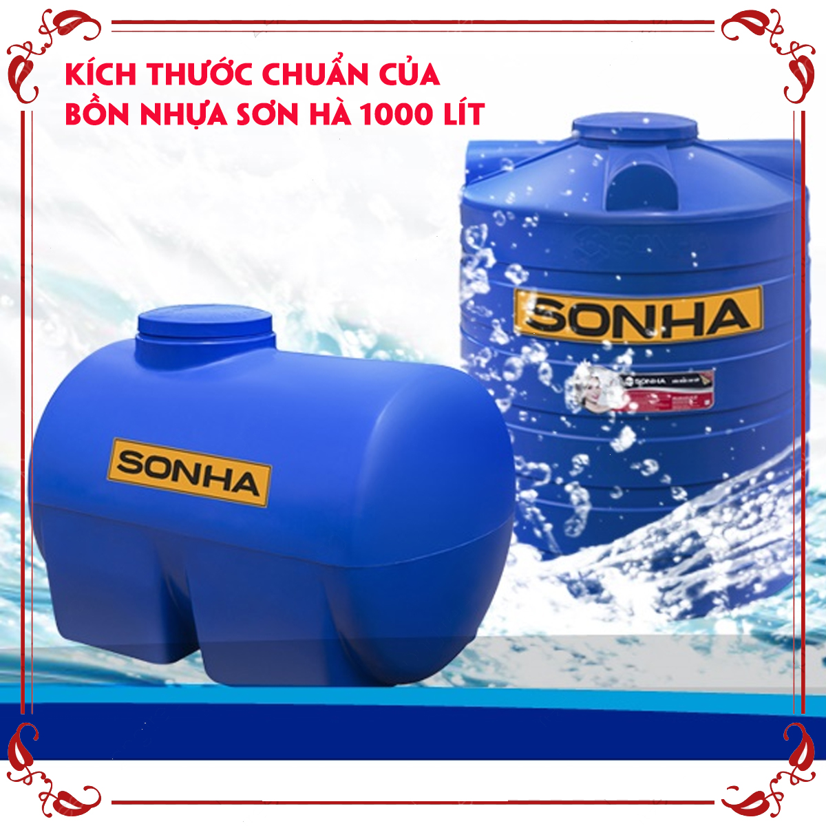 Kích thước chuẩn của bồn nhựa Sơn Hà 1000 lít