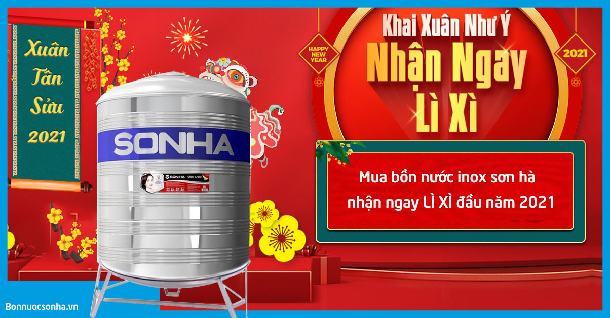Mua bồn nước inox sơn hà nhận ngay LÌ XÌ đầu năm 2021