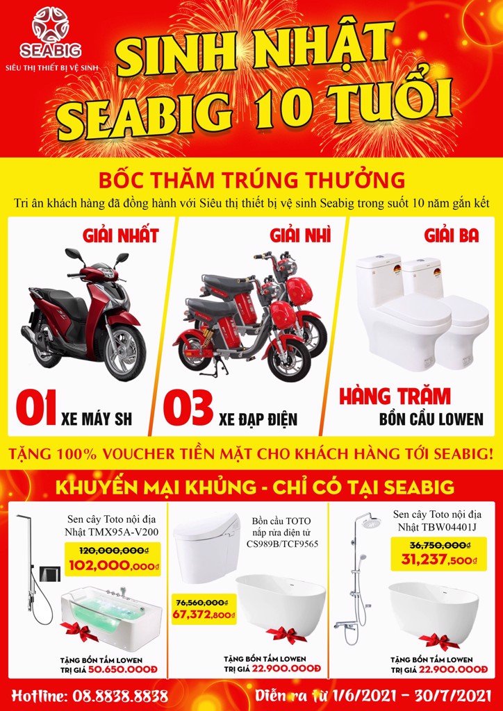 Mua bồn nước Sơn Hà có cơ hội trúng xe SH mừng 10 tuổi