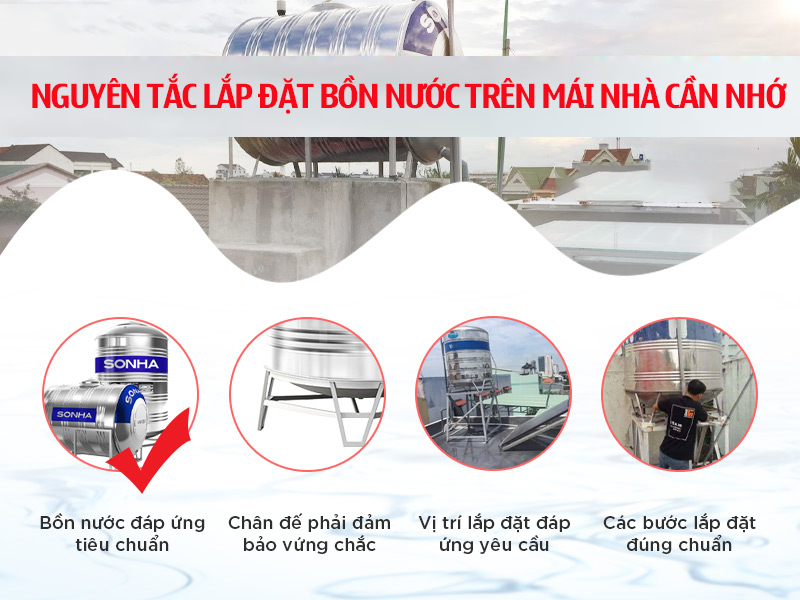 Nguyên tắc lắp đặt bồn nước trên mái nhà cần nhớ