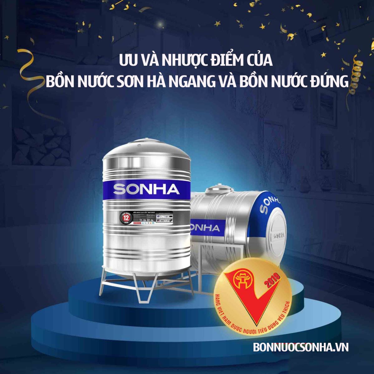 Ưu và nhược điểm của bồn nước sơn hà ngang và bồn nước đứng