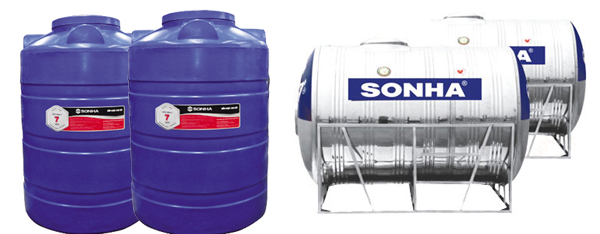Bồn chứa nước Sơn Hà 2 dòng sản phẩm là bồn nhựa và bồn inox